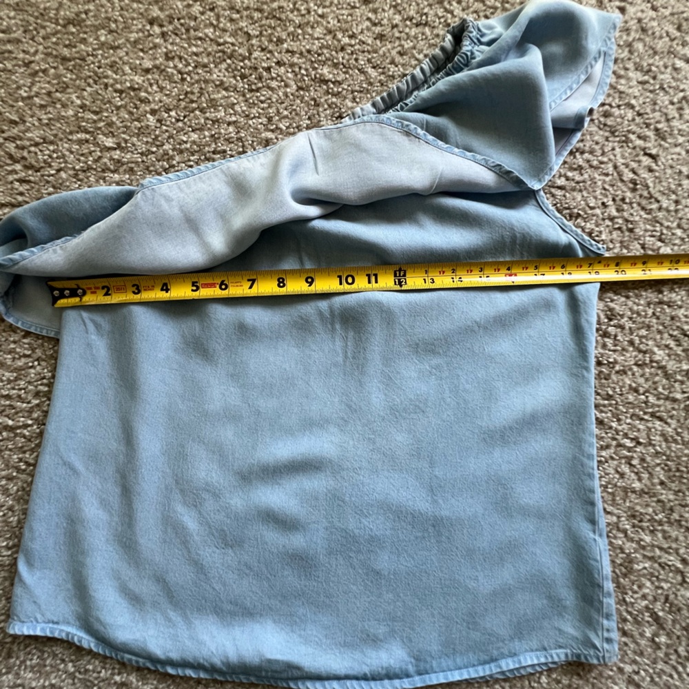 One-Shoulder Light Blue Ruffle Top - Picture 7 of 7